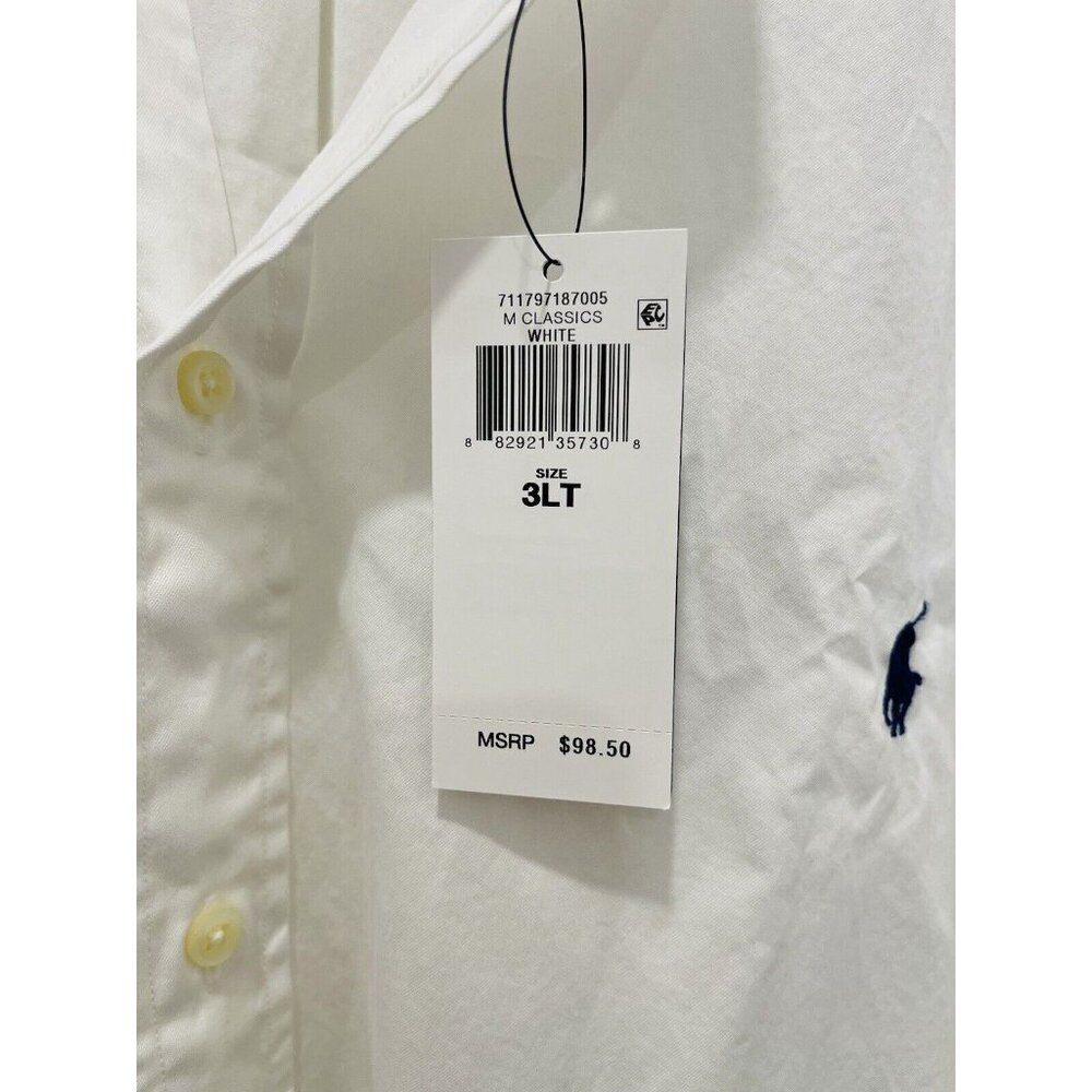 RALPH LAUREN White Feather Weight Twill Cotton Pony Long Sleeve Shirt 3XL $98.50 - Picture 5 of 6
